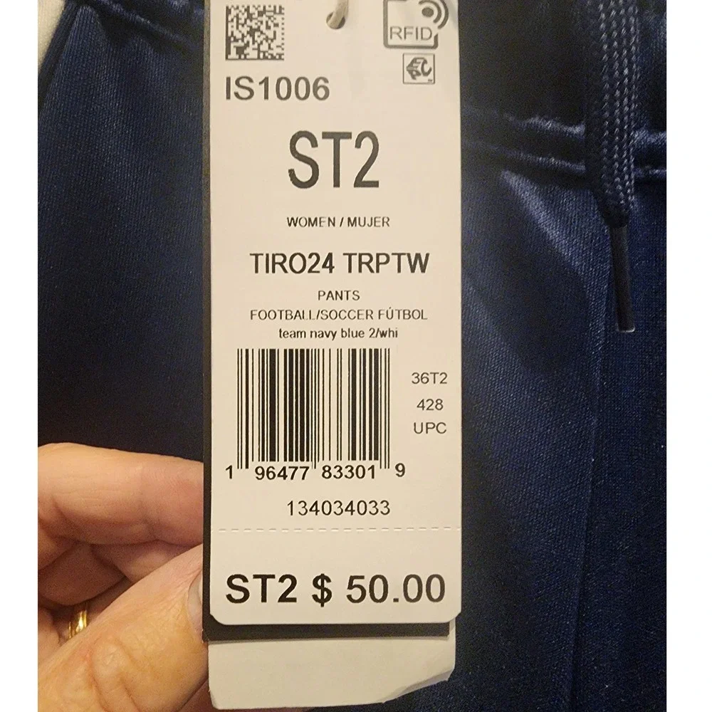 Adidas ST2 Tiro24 Mens Team Navy Blue Soccer Football Pants Joggers‎ Athletic  L